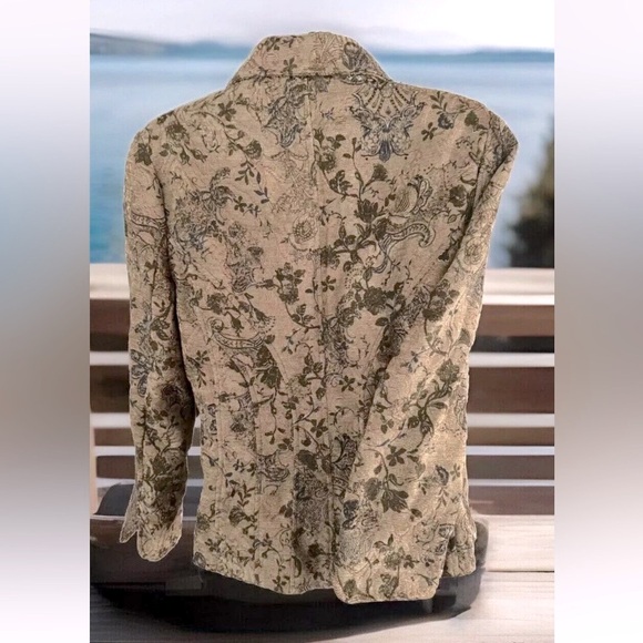 ❄️COLDWATER CREEK❄️ BROCADE FITTED SATIN LINED BLAZER JACKET NWT💦 - Picture 3 of 9